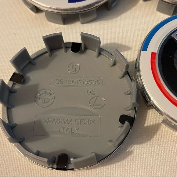 BMW 50th Anniversary wheel center caps 68mm set of 4 NWT - Picture 6 of 7